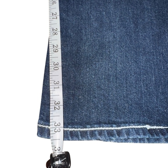 Maurice’s Women’s 11/12 Long Dark Flare Low-Rise Faded Blue Denim Jeans - Picture 10 of 12